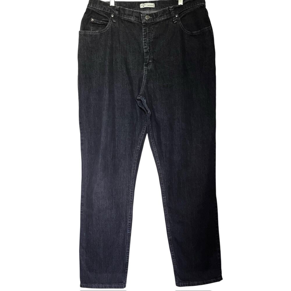 LEE RIDERS BLACK RELAXED STRETCH BAND JEANS WOMENS PLUS SZ 20W HIGH WAIST 13" FR